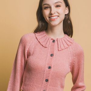 Pink Short Collard Sweater